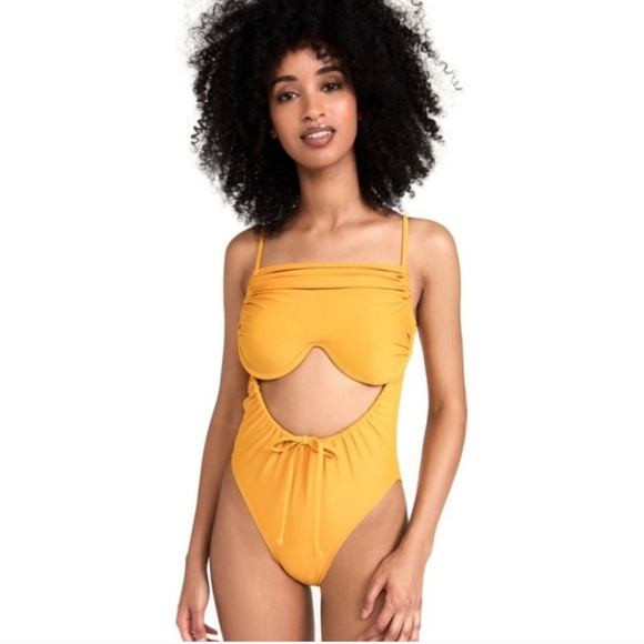 Andrea Iyamah Tiaca One-piece Swimsuit Cut-out Sunshine Yellow size M - Picture 11 of 11